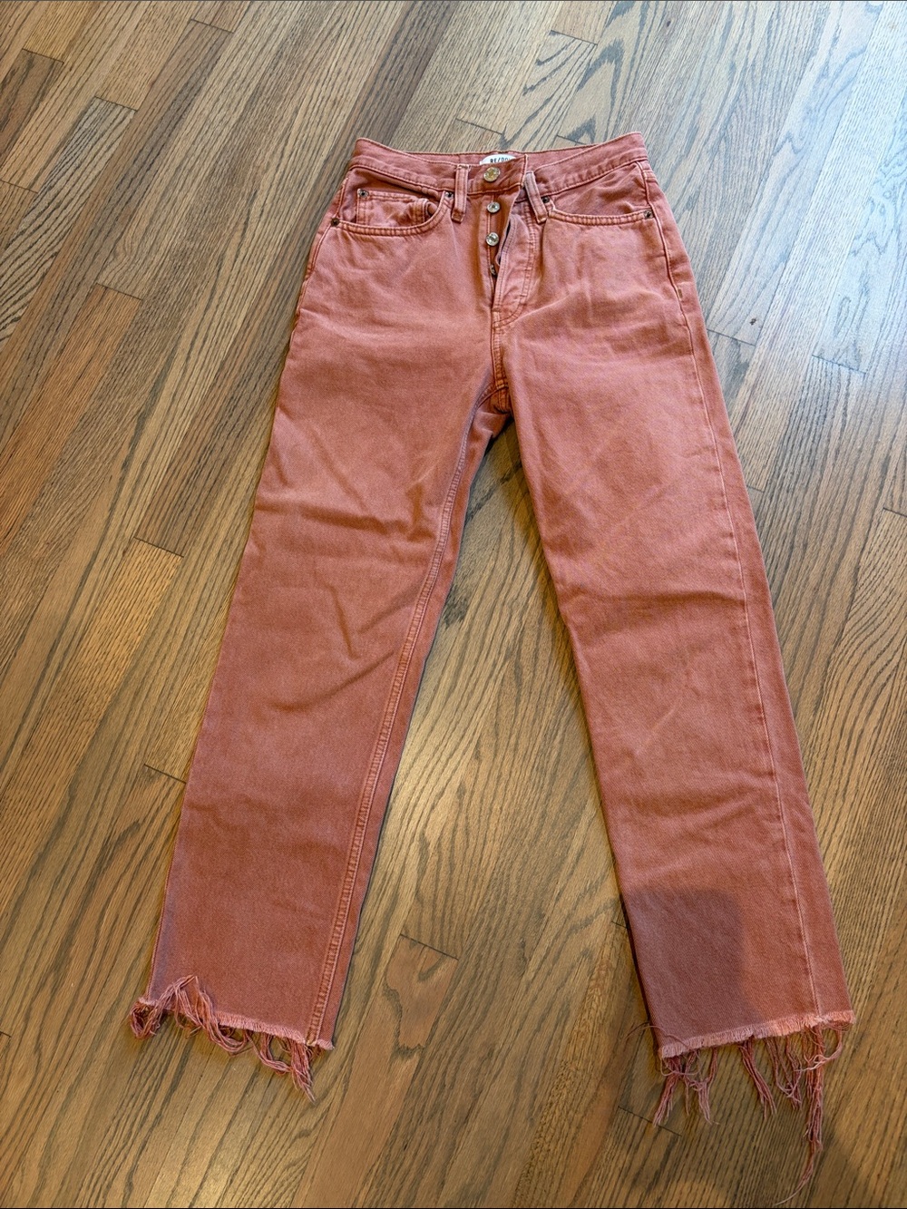 Re/Done Rust Pink Straight-Leg Jeans